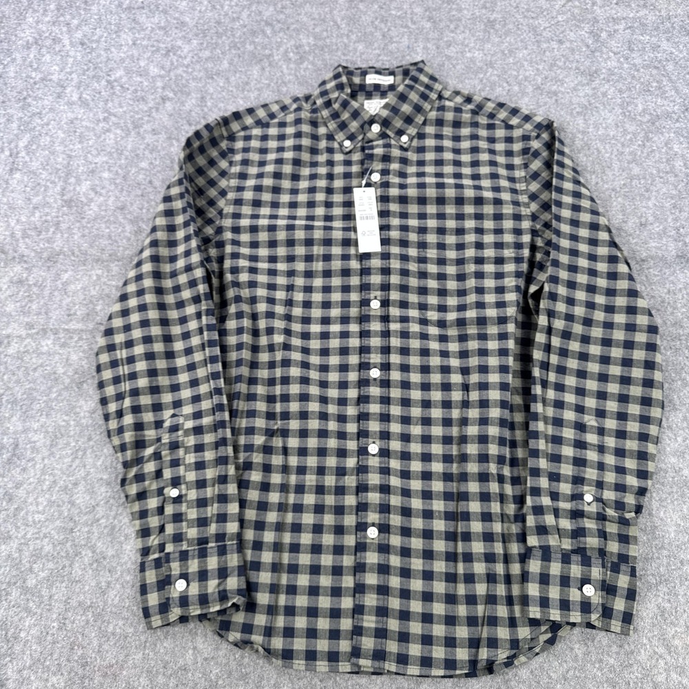 J.Crew Secret Wash Shirt Mens Small Blue Check Slim Untucked Stretch Button Down